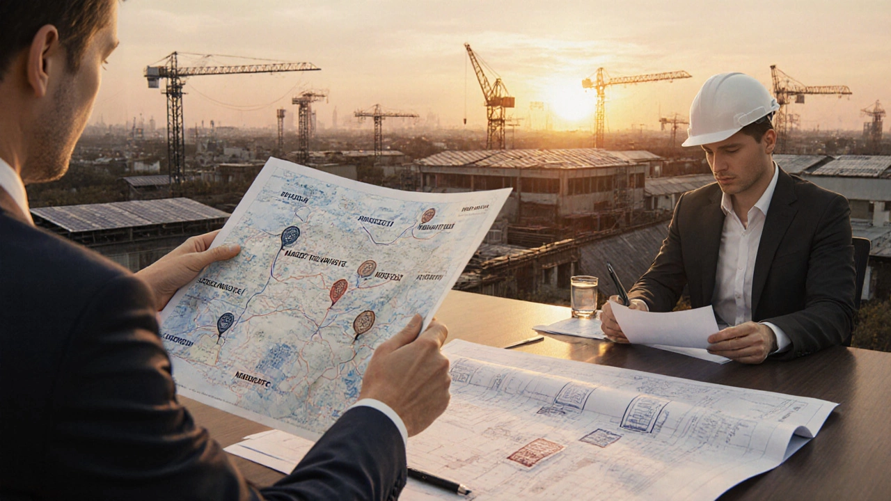 Схема создания завода: анализ рынка, выбор места, проект, разрешения, строительство и запуск.