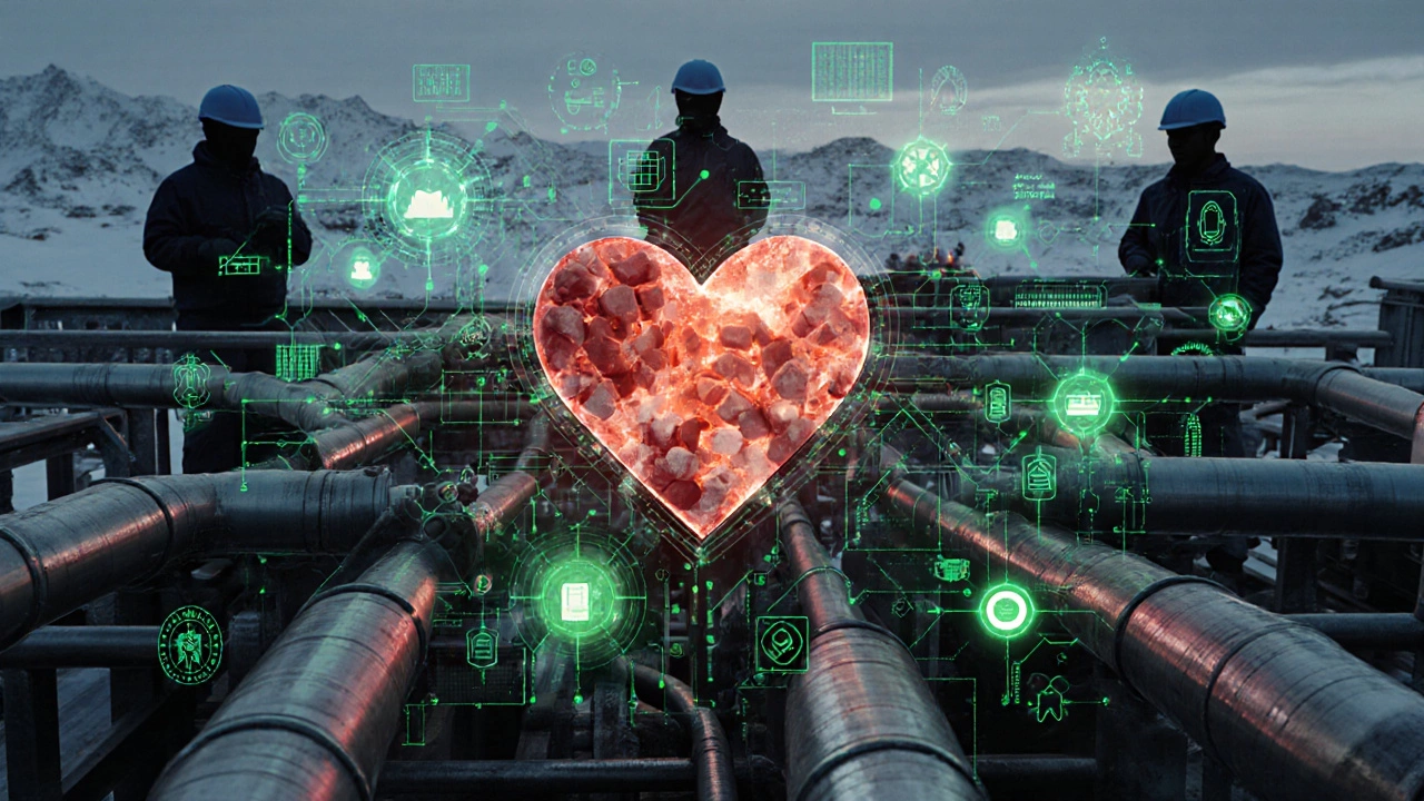 Концептуальная схема промышленного производства как живого организма с цифровыми потоками данных.