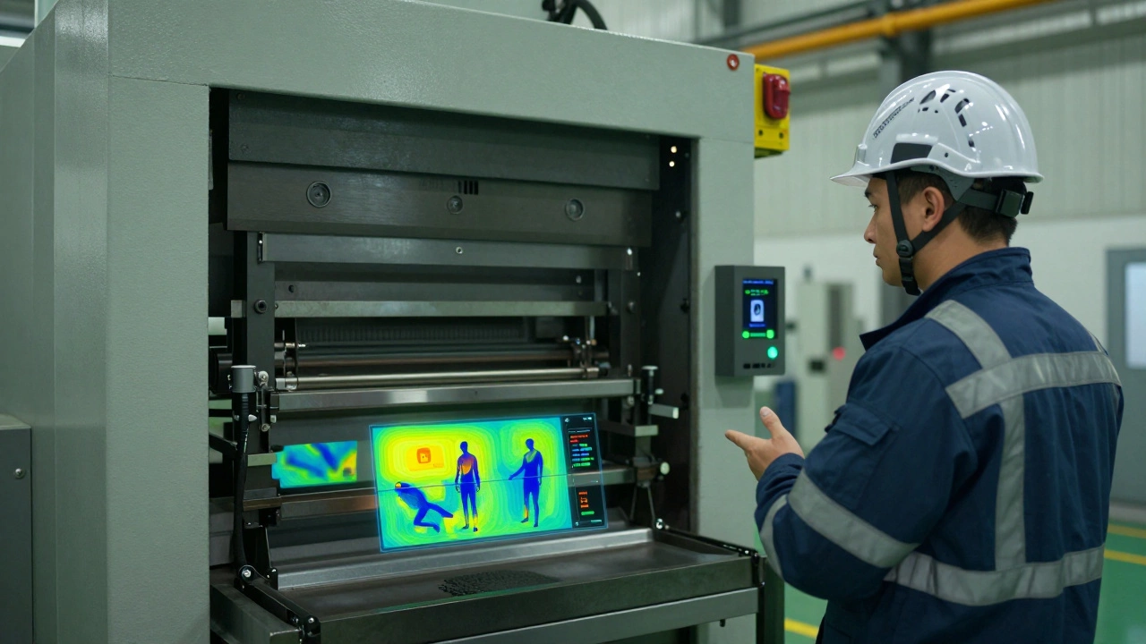 ИИ-камеры отслеживают позу оператора у пресса, система предлагает перерыв при усталости.