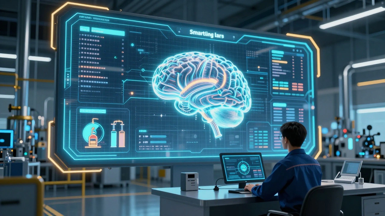 Диспетчер управляет умным заводом через современную цифровую панель управления