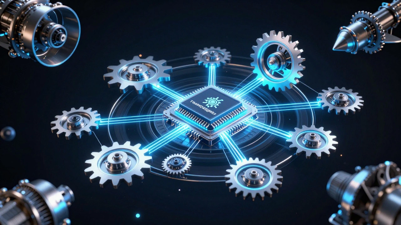 Схематичное изображение взаимосвязанных деталей промышленной цепочки производства